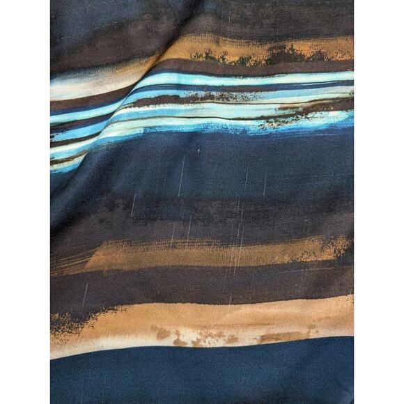 Eskandar Blue Brown Abstract Painted Stripes Bateau Neck Tunic Size 1 US 10/12 - Picture 14 of 16